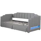 Lit de repos rembourré Whisen Twin XL avec 2 tiroirs de rangement, extensible en lit King