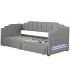 Lit de repos rembourré Whisen Twin XL avec 2 tiroirs de rangement, extensible en lit King