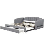 Lit de repos rembourré Whisen Twin XL avec 2 tiroirs de rangement, extensible en lit King