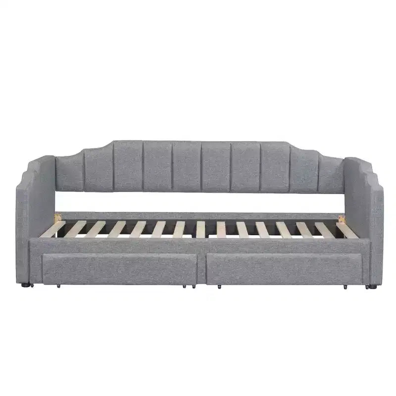 Lit de repos rembourré Whisen Twin XL avec 2 tiroirs de rangement, extensible en lit King
