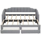 Lit de repos rembourré Whisen Twin XL avec 2 tiroirs de rangement, extensible en lit King