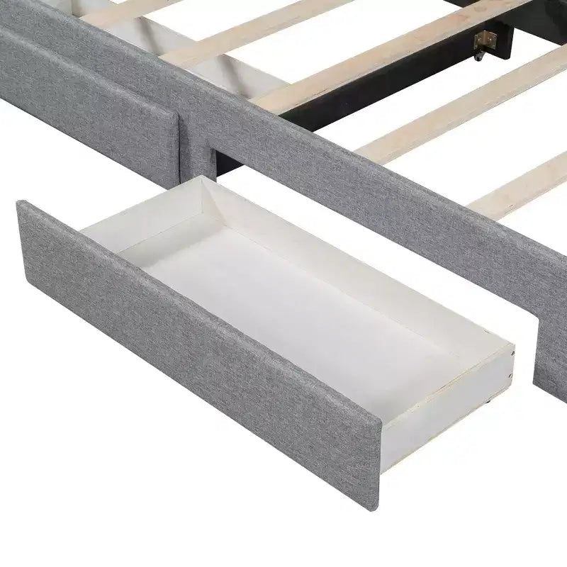 Lit de repos rembourré Whisen Twin XL avec 2 tiroirs de rangement, extensible en lit King