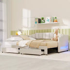 Lit de repos rembourré Whisen Twin XL avec 2 tiroirs de rangement, extensible en lit King
