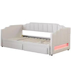 Lit de repos rembourré Whisen Twin XL avec 2 tiroirs de rangement, extensible en lit King