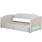 Lit de repos rembourré Whisen Twin XL avec 2 tiroirs de rangement, extensible en lit King