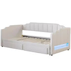 Lit de repos rembourré Whisen Twin XL avec 2 tiroirs de rangement, extensible en lit King