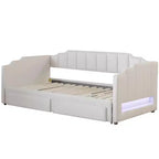 Lit de repos rembourré Whisen Twin XL avec 2 tiroirs de rangement, extensible en lit King