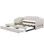 Lit de repos rembourré Whisen Twin XL avec 2 tiroirs de rangement, extensible en lit King