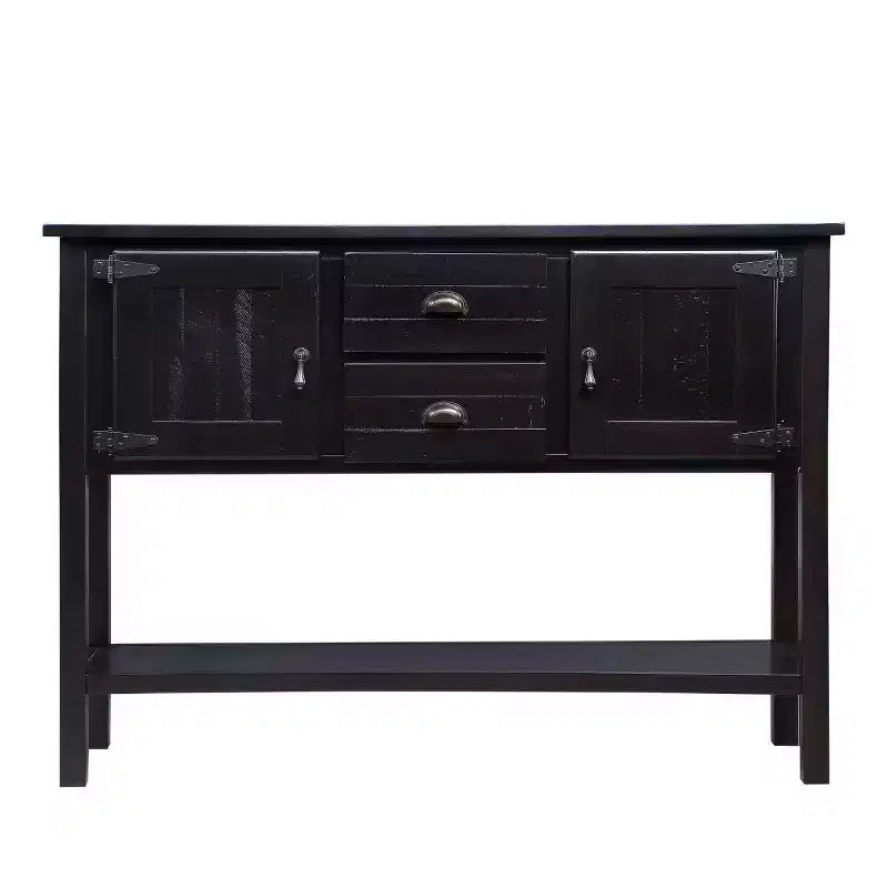 Hostack Table console à buffet en bois massif de 122 cm avec 2 tiroirs, des armoires et une étagère inférieure pour salon et salle à manger, Espresso
