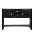 Hostack Table console à buffet en bois massif de 122 cm avec 2 tiroirs, des armoires et une étagère inférieure pour salon et salle à manger, Espresso