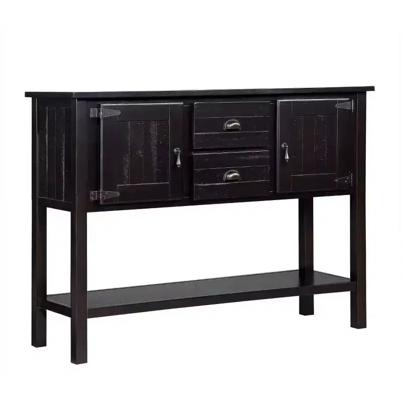 Hostack Table console à buffet en bois massif de 122 cm avec 2 tiroirs, des armoires et une étagère inférieure pour salon et salle à manger, Espresso