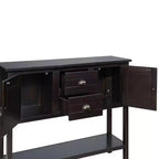 Hostack Table console à buffet en bois massif de 122 cm avec 2 tiroirs, des armoires et une étagère inférieure pour salon et salle à manger, Espresso