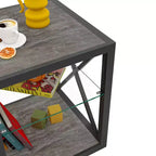Lot de 2 tables d'appoint modernes avec tiroir - Tables de chevet en MDF grain de bois rustique et plateau en verre trempé pour chambre et salon