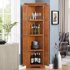 Okak Armoire d'angle de cuisine, meuble de rangement avec 8 portes et étagères, meuble haut pour salle de bain, salon, cuisine