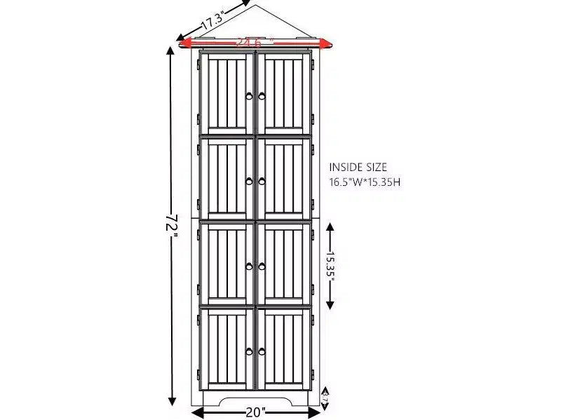 Okak Armoire d'angle de cuisine, meuble de rangement avec 8 portes et étagères, meuble haut pour salle de bain, salon, cuisine
