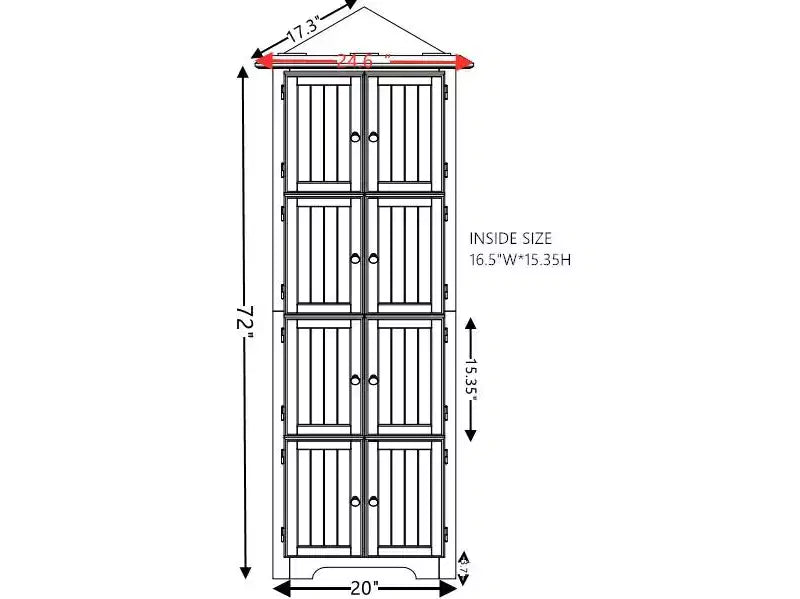 Okak Armoire d'angle de cuisine, meuble de rangement avec 8 portes et étagères, meuble haut pour salle de bain, salon, cuisine