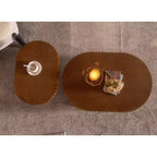 CLIHOME Lot de 2 tables basses gigognes rondes faites à la main, bords ondulés chics, table basse centrale cannelée en bois, moderne et élégante