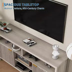Meuble TV de ferme COZONY 59 pouces avec porte cannelée et étagères réglables, centre de divertissement pour téléviseurs 65 pouces