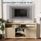 Meuble TV de ferme COZONY 59 pouces avec porte cannelée et étagères réglables, centre de divertissement pour téléviseurs 65 pouces