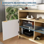 Meuble TV de ferme COZONY 59 pouces avec porte cannelée et étagères réglables, centre de divertissement pour téléviseurs 65 pouces