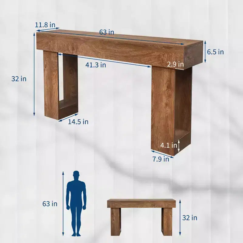 Table console longue de 63 pouces pour l'entrée - Table de canapé de style rustique pour l'arrière du canapé, le couloir et le salon, Table d'entrée en bois rustique pour le hall, Décoration intérieure