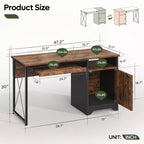 Bestier Bureau informatique 122 cm avec rangement, petit bureau de direction avec armoire, étagère ouverte et plateau de clavier pour la maison et le bureau