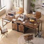 Bestier Bureau informatique 122 cm avec rangement, petit bureau de direction avec armoire, étagère ouverte et plateau de clavier pour la maison et le bureau