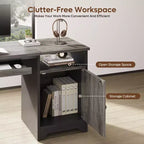 Bestier Bureau informatique 122 cm avec rangement, petit bureau de direction avec armoire, étagère ouverte et plateau de clavier pour la maison et le bureau
