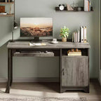 Bestier Bureau informatique 122 cm avec rangement, petit bureau de direction avec armoire, étagère ouverte et plateau de clavier pour la maison et le bureau