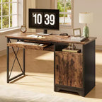Bestier Bureau informatique 122 cm avec rangement, petit bureau de direction avec armoire, étagère ouverte et plateau de clavier pour la maison et le bureau