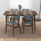 Table à manger en bois massif du milieu du siècle, 4 à 6 places, finition brune
