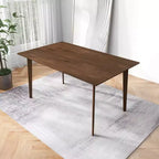 Table à manger en bois massif du milieu du siècle, 4 à 6 places, finition brune