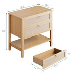 GustoWave Table de Chevet en Rotin Lot de 2, avec 2 Tiroirs en Rotin, Grande Table de Chevet avec Étagère de Rangement Ouverte, Table de Nuit de Ferme