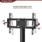 Meuble TV multifonction noir de 35,4 pouces - Support pivotant réglable en hauteur avec 3 étagères en verre trempé