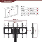 Meuble TV multifonction noir de 35,4 pouces - Support pivotant réglable en hauteur avec 3 étagères en verre trempé