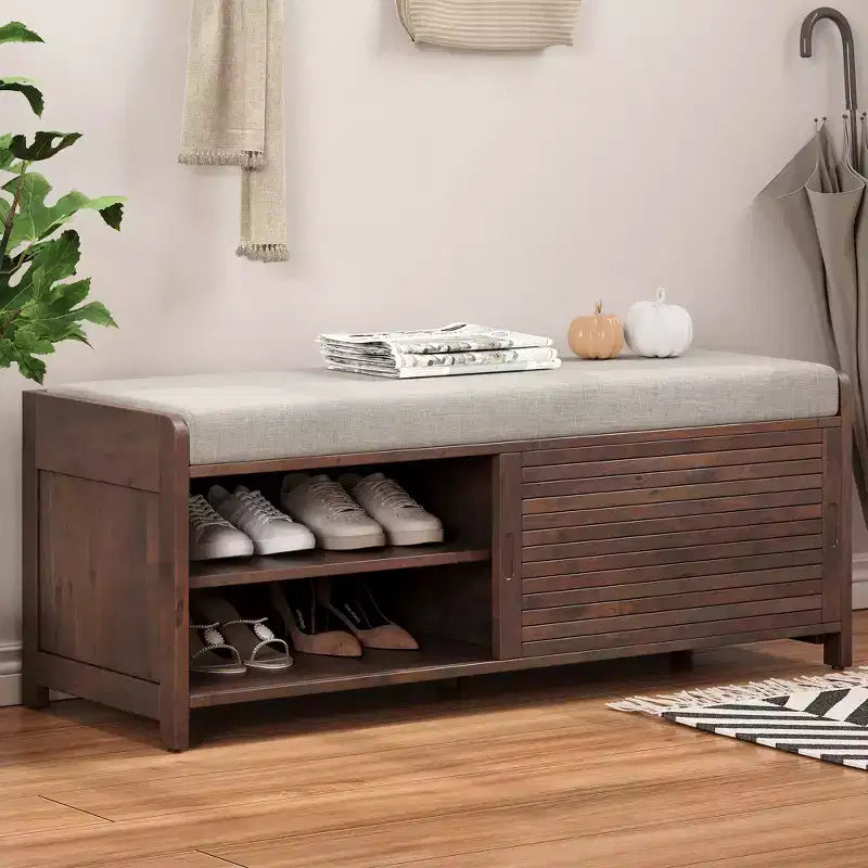 Banc à chaussures GDFStudio Morley avec rangement et coussin amovible