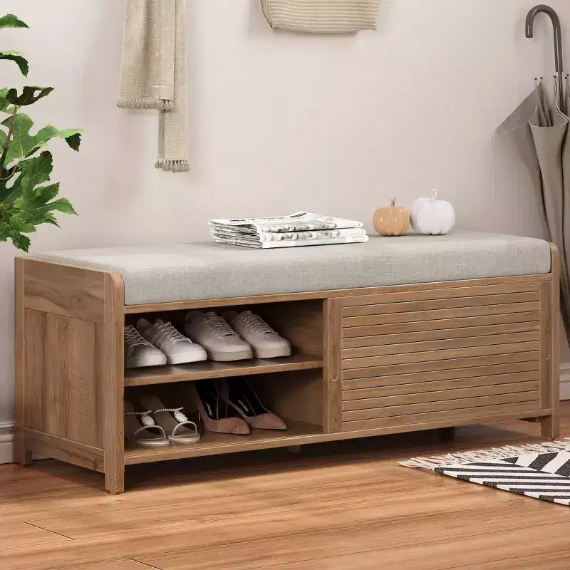 Banc à chaussures GDFStudio Morley avec rangement et coussin amovible