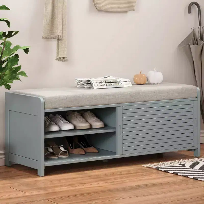 Banc à chaussures GDFStudio Morley avec rangement et coussin amovible