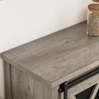 Meuble de bar à vin avec porte coulissante style grange, buffet de cuisine rustique avec porte-bouteilles et porte-verres, meuble de rangement pour liqueurs pour salle à manger, gris