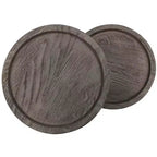 HomeRoots 19 Table d'appoint ronde à double plateau en bois massif et fer, naturelle et noire