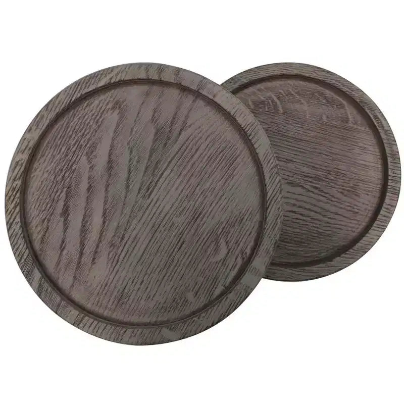 HomeRoots 19 Table d'appoint ronde à double plateau en bois massif et fer, naturelle et noire