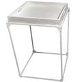 HomeRoots 29 White Solid Wood and Iron Square Tray Style End Table
