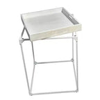 Table d'appoint carrée de style plateau HomeRoots 29 en bois massif blanc et fer