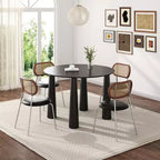 PexFix 45 Table de salle à manger ronde pour 4 personnes avec plateau à bord incurvé et 4 pieds coniques pour salon, salle à manger, bureau, café, robuste, noir