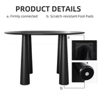 PexFix 45 Table de salle à manger ronde pour 4 personnes avec plateau à bord incurvé et 4 pieds coniques pour salon, salle à manger, bureau, café, robuste, noir