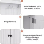 Acekool Portemanteau d'entrée 4 en 1 avec banc à chaussures de rangement, porte-manteaux avec 4 crochets, organisateur d'entrée avec étagères de présentation et armoire, blanc