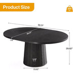 Table à manger ovale Lantine pour 6 personnes, table de cuisine de ferme de 140 cm avec piédestal cylindrique