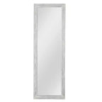 MAYEERTY Miroir pleine longueur en bois massif brossé blanc délavé 64x21in avec support en verre trempé