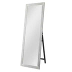 MAYEERTY Miroir pleine longueur en bois massif brossé blanc délavé 64x21in avec support en verre trempé