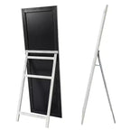 MAYEERTY Miroir pleine longueur en bois massif brossé blanc délavé 64x21in avec support en verre trempé